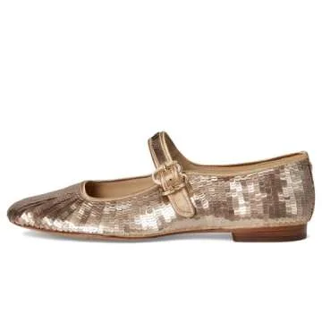 Sam Edelman Women's Michaela Mary Jane Flat Gold Sequin 7 Medium