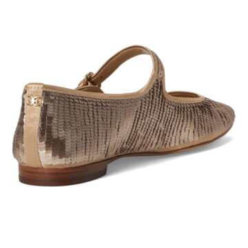 Sam Edelman Women's Michaela Mary Jane Flat Gold Sequin 7 Medium