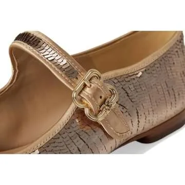 Sam Edelman Women's Michaela Mary Jane Flat Gold Sequin 7 Medium