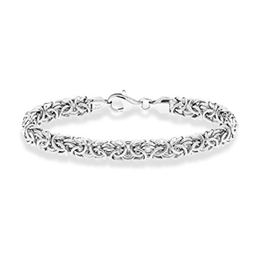 Miabella Italian 925 Sterling Silver Byzantine Bracelet for Women - Handmade Italy
