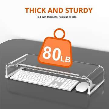 Richboom Acrylic Monitor Stand Riser, 20.5'' Clear Computer Monitor Stand for Laptop PC Printer Computer Riser