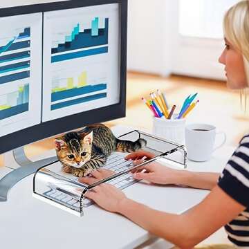 Richboom Acrylic Monitor Stand Riser, 20.5'' Clear Computer Monitor Stand for Laptop PC Printer Computer Riser