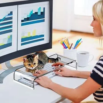 Richboom Acrylic Monitor Stand Riser, 20.5'' Clear Computer Monitor Stand for Laptop PC Printer Computer Riser