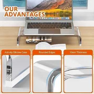 Richboom Acrylic Monitor Stand Riser, 20.5'' Clear Computer Monitor Stand for Laptop PC Printer Computer Riser