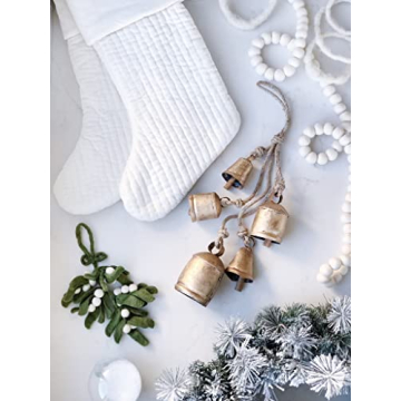 Handmade Iron Bell Hanging Chime Rustic Brass Finish Decor