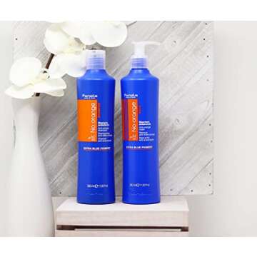 Fanola No Orange Shampoo & Mask With Blue Pigments To Eliminate Unwanted Orange Brassy Tones In Lightened Brunettes and Brown Hair 11.83oz