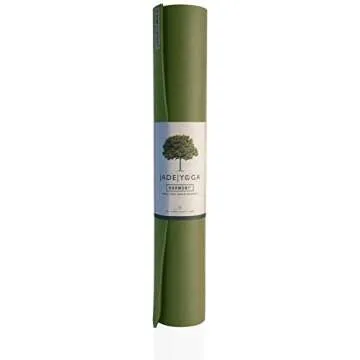 JadeYoga Harmony Yoga Mat - Non-Slip Natural Rubber Fitness Mat for Home Exercise (Olive Green, 68")