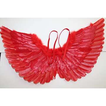 Turkey and goose Feather, Angel Wings Costume, Party, Photography Fun Dress Up Angel Wing RED-021 (Red small)