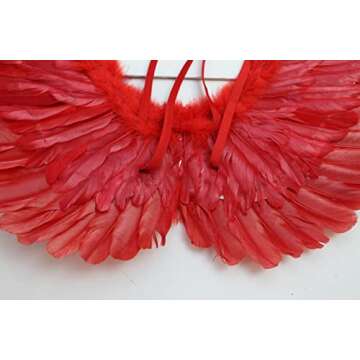 Turkey and goose Feather, Angel Wings Costume, Party, Photography Fun Dress Up Angel Wing RED-021 (Red small)