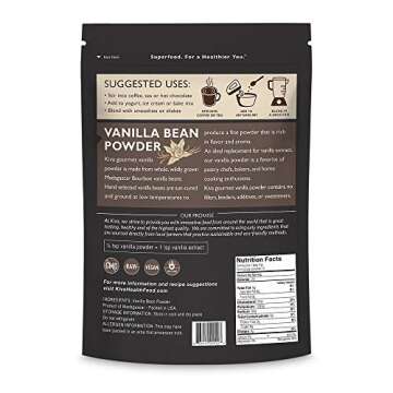 Kiva Vanilla Bean Powder, Gourmet-Grade, 100% Pure Natural Vanilla, Freshly Ground from Madagascar Bourbon Vanilla Beans, Aromatic and Fragrant, Gluten-Free, Non-GMO, Ideal for Baking, Smoothies, Beverages, 3 oz