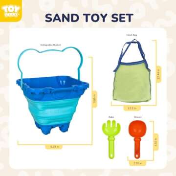 TOY Life Beach Toys, Sand Toys, Sandbox Toys, Beach Toys for Toddlers 1-3, Beach Toys for Kids Ages 4-8, Sand Bucket, Baby Beach Toys, Sand Castle Building Kit, Beach Bucket, Summer Toys