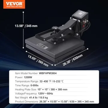 VEVOR 15 x 15 Heat Press - Perfect for T-Shirt Designs