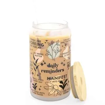 Daily Affirmation Iced Coffee Cup 16 oz with Bamboo Lid
