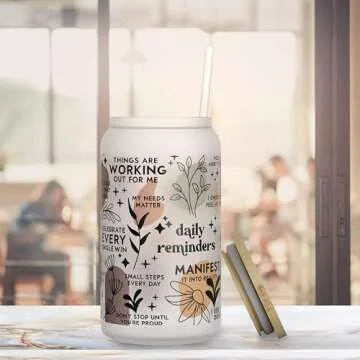 Daily Affirmation Iced Coffee Cup 16 oz with Bamboo Lid