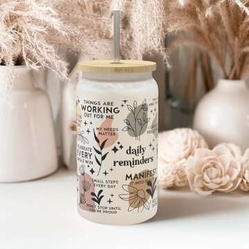 Daily Affirmation Iced Coffee Cup 16 oz with Bamboo Lid