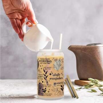 Daily Affirmation Iced Coffee Cup 16 oz with Bamboo Lid