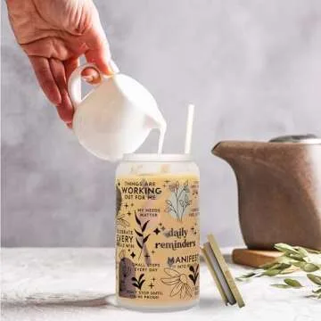 Daily Affirmation Iced Coffee Cup 16 oz with Bamboo Lid