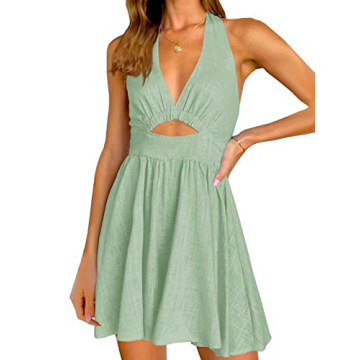 Inorin Womens Casual Halter Mini Dress for Summer Fun