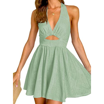 Inorin Womens Casual Halter Mini Dress for Summer Fun