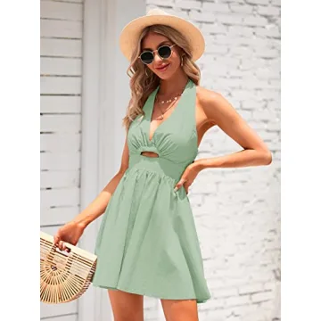 Inorin Womens Casual Halter Mini Dress for Summer Fun