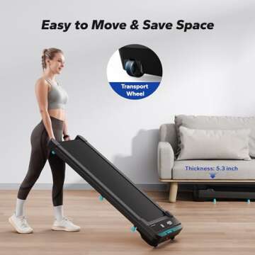 MERACH Walking Pad, Small Treadmill for Home & Office, Under Desk Treadmill with Max 3.8MPH 40 dB, 2 in 1 Quiet Portable Mini Treadmill with Remote Control, APP, LED Display, black