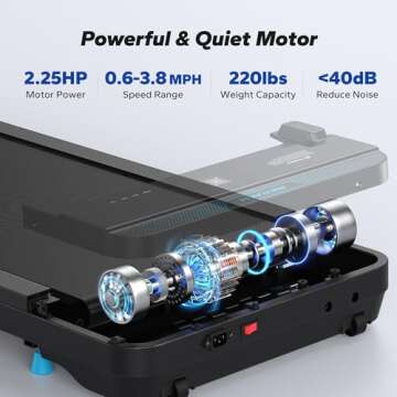 MERACH Walking Pad, Small Treadmill for Home & Office, Under Desk Treadmill with Max 3.8MPH 40 dB, 2 in 1 Quiet Portable Mini Treadmill with Remote Control, APP, LED Display, black