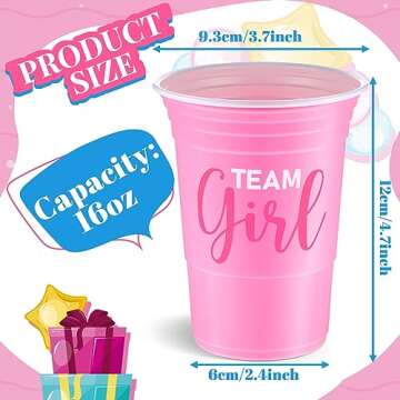 Norme 120 Pcs Gender Reveal Plastic Cups Team Boy Team Girl Gender Reveal Cups Disposable Cups Blue ...