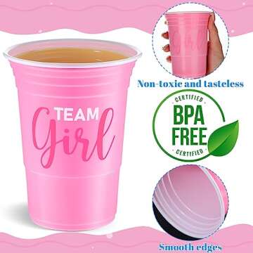 Norme 120 Pcs Gender Reveal Plastic Cups Team Boy Team Girl Gender Reveal Cups Disposable Cups Blue Pink Plastic Cups Gender Reveal Party Supplies for Beverage Drink Tableware (16 oz)