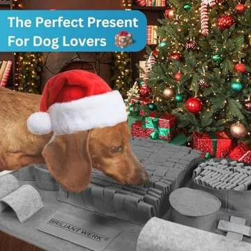 Briliantwerk Snuffle Mat for Dogs - Extremely Durable Material - 10 Training Elements and 3 Difficulty Levels - The Dog Snuffle mat for Snuffle mat for Large Dogs and Dogs of Any Size (Gray)