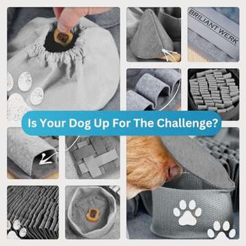 Briliantwerk Snuffle Mat for Dogs - Extremely Durable Material - 10 Training Elements and 3 Difficulty Levels - The Dog Snuffle mat for Snuffle mat for Large Dogs and Dogs of Any Size (Gray)