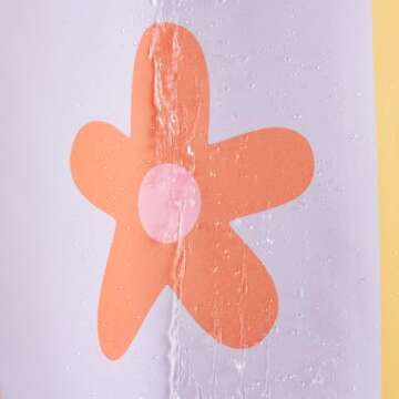 Aldopein Retro Flower Checkered Shower Curtain - Funky Bathroom Decor