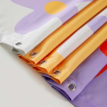 Aldopein Retro Flower Checkered Shower Curtain - Funky Bathroom Decor