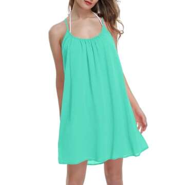 ReachMe Womens Sexy Plus Size Swimsuit Coverups Spaghetti Strap Beach Dresses Bathing Suit Cover Up Sheer Tank Sundress(1 Mint,XL)