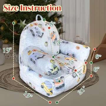Glow in The Dark Kids Toddler Bean Bag Chair Excavator Truck Car Printed Toddler Chair Children's Pl...