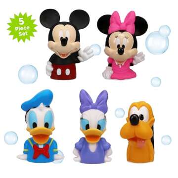 Mickey & Friends 6 Piece Bath Squirter Bucket Set. Bath Toys for Baby and Toddlers, Includes Organiz...