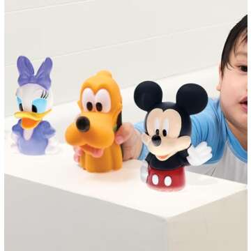 Mickey & Friends 6 Piece Bath Squirter Bucket Set. Bath Toys for Baby and Toddlers, Includes Organizer Bucket with Drainage to Store Your Bath time Water Toys.