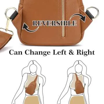 INICAT Crossbody Sling Bags Fanny Packs Leather Purses Chest Bag for Women(Brown)