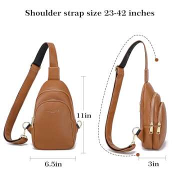 INICAT Crossbody Sling Bags Fanny Packs Leather Purses Chest Bag for Women(Brown)