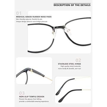 livho Blue Light Blocking Glasses,Cut UV/Ray Transparent Lens,Computer Reading/Gaming Glasses,Anti Eyestrain/Anti Scratch,Sleep Better for Women/Men (Gold Black)