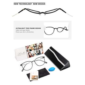 livho Blue Light Blocking Glasses,Cut UV/Ray Transparent Lens,Computer Reading/Gaming Glasses,Anti Eyestrain/Anti Scratch,Sleep Better for Women/Men (Gold Black)