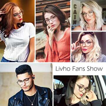 livho Blue Light Blocking Glasses,Cut UV/Ray Transparent Lens,Computer Reading/Gaming Glasses,Anti Eyestrain/Anti Scratch,Sleep Better for Women/Men (Gold Black)