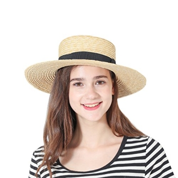 Womens' Panama Sun Hat Boater Handwoven Straw Hat for Summer, Knot, One Size