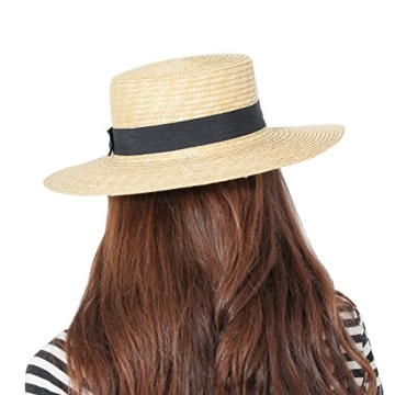 Womens' Panama Sun Hat Boater Handwoven Straw Hat for Summer, Knot, One Size