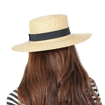 Womens' Panama Sun Hat Boater Handwoven Straw Hat for Summer, Knot, One Size