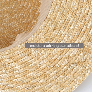Womens' Panama Sun Hat Boater Handwoven Straw Hat for Summer, Knot, One Size