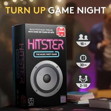 Jumbo Hitster - The Music Party Card Game, Fun Music Quiz Card Game, 2-10 Players - 300 Plus Iconic ...