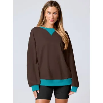 Cozy ANRABESS Color Block Pullover Sweatshirt for Women