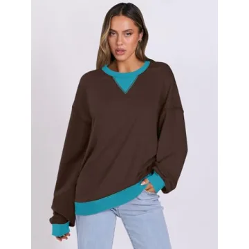 Cozy ANRABESS Color Block Pullover Sweatshirt for Women