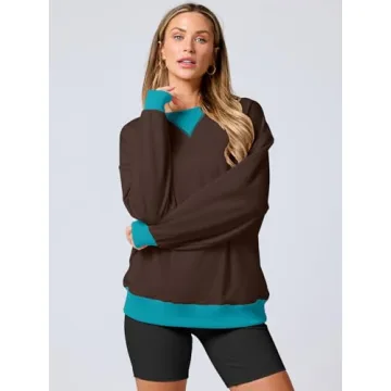 Cozy ANRABESS Color Block Pullover Sweatshirt for Women