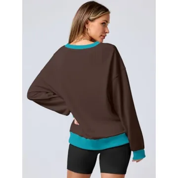 Cozy ANRABESS Color Block Pullover Sweatshirt for Women